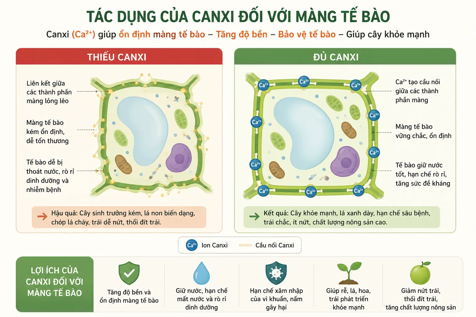 Tác dụng của Canxi đối với màng tế bào