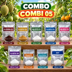 COMBO COMBI 05 – Bộ phối trộn tham khảo sắt, magie và vi lượng chelate cho cây xanh nhạt, vàng lá thiếu vi lượng