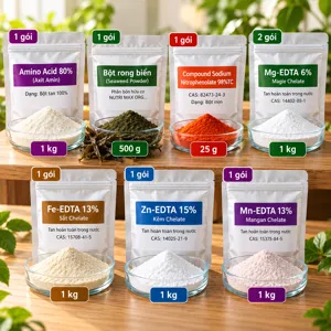 COMBO AMINO RONG BIỂN – Bộ phối trộn tham khảo axit amin, rong biển và vi lượng chelate nuôi lá, lộc non, hồi phục cây suy