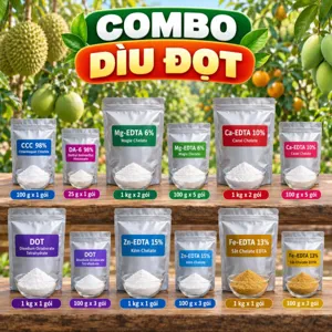 COMBO DÌU ĐỌT – Bộ phối trộn tham khảo hãm nhẹ đọt non, giảm tranh dinh dưỡng với trái non kèm trung, vi lượng